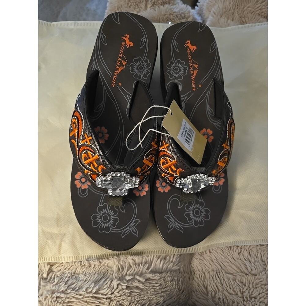 Montana WEST Platform HIGH heel Embroidered SANDAL Women's Sz 11